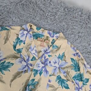 Tuckahoe Joe Floral Shirt Mens XXL Cream Linen Blend Excellent Hawaiian Aloha